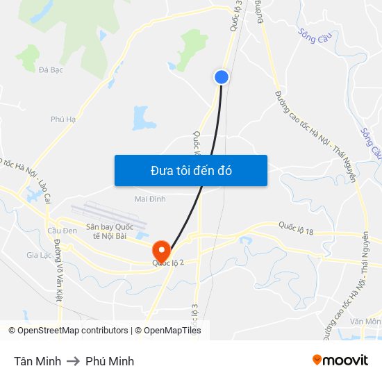 Tân Minh to Phú Minh map