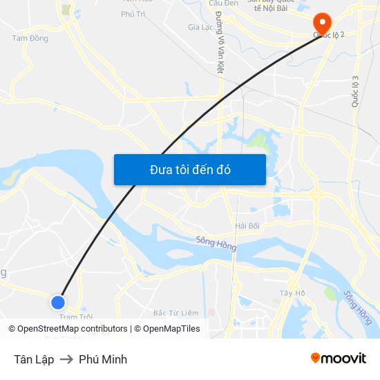 Tân Lập to Phú Minh map