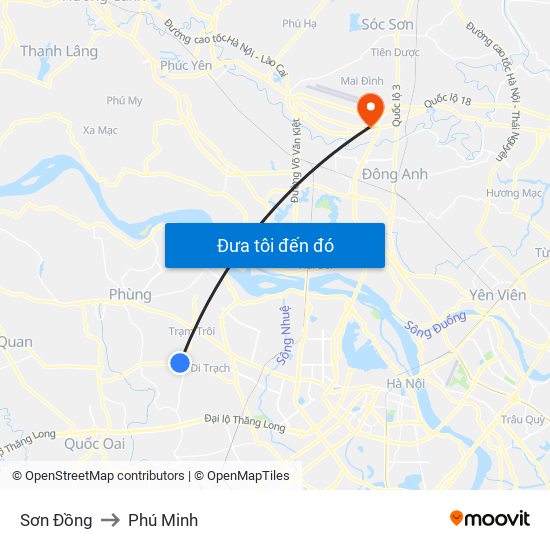 Sơn Đồng to Phú Minh map