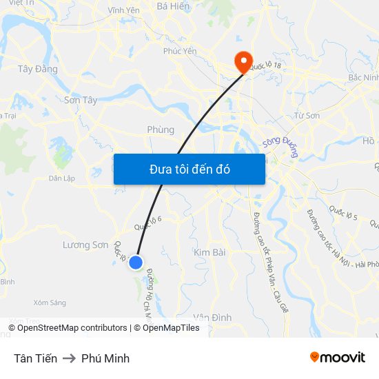 Tân Tiến to Phú Minh map