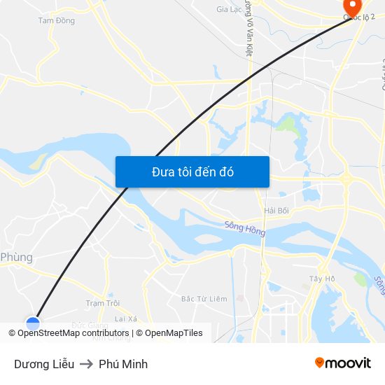 Dương Liễu to Phú Minh map