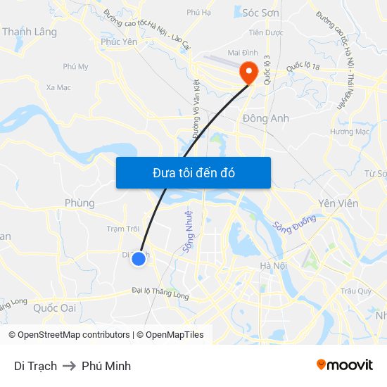 Di Trạch to Phú Minh map