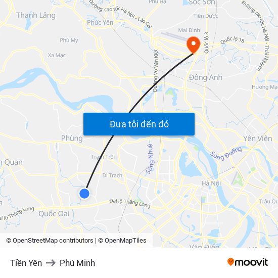 Tiền Yên to Phú Minh map