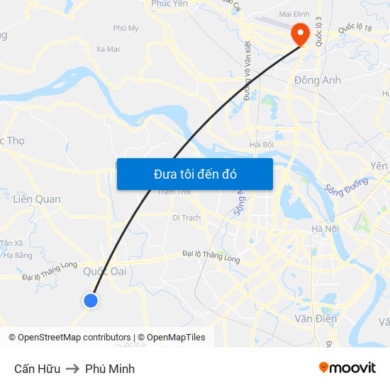 Cấn Hữu to Phú Minh map