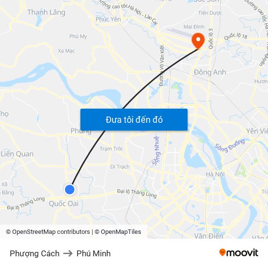 Phượng Cách to Phú Minh map