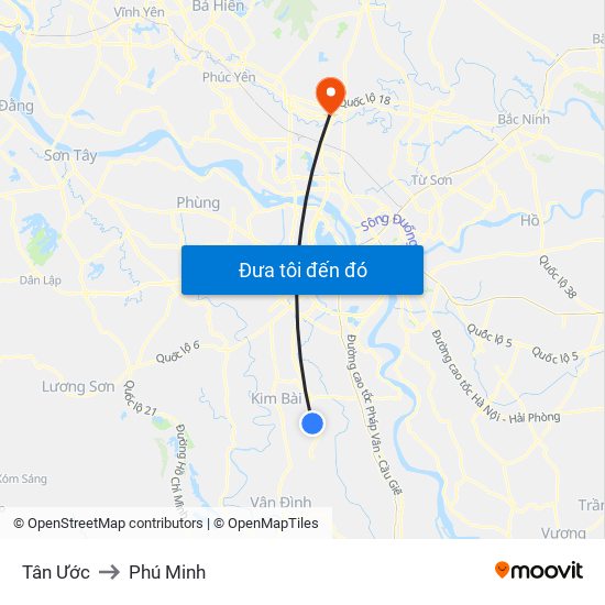 Tân Ước to Phú Minh map