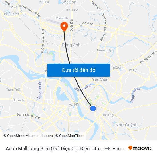 Aeon Mall Long Biên (Đối Diện Cột Điện T4a/2a-B Đường Cổ Linh) to Phú Minh map