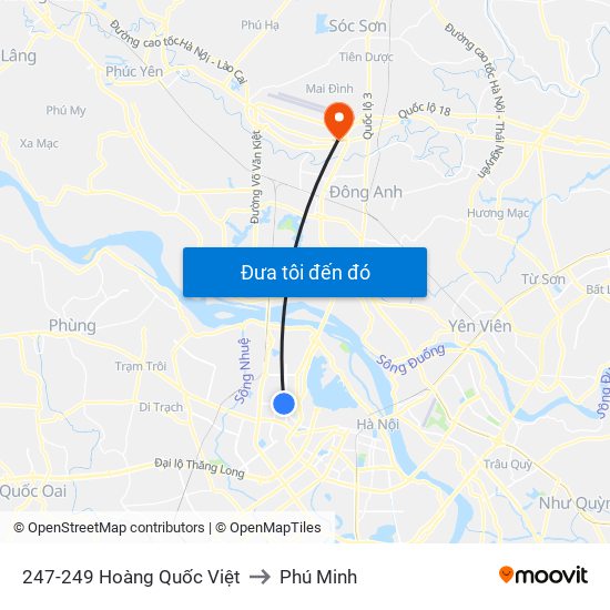 247-249 Hoàng Quốc Việt to Phú Minh map