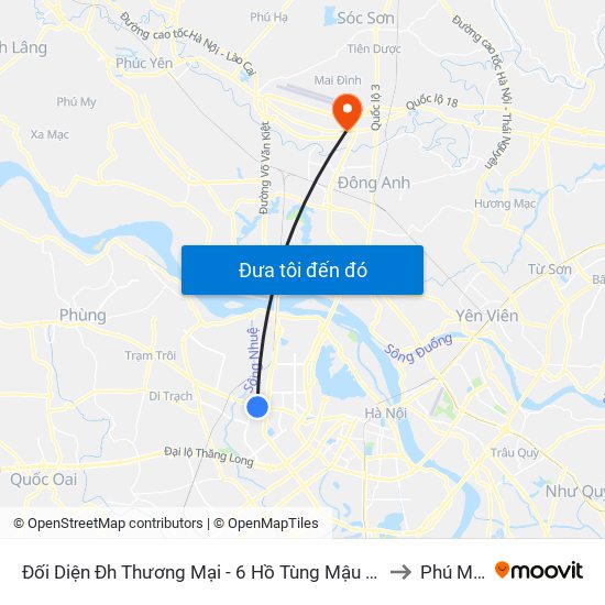 Đối Diện Đh Thương Mại - 6 Hồ Tùng Mậu (Cột Sau) to Phú Minh map