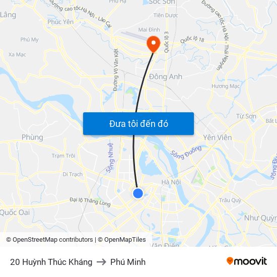 20 Huỳnh Thúc Kháng to Phú Minh map