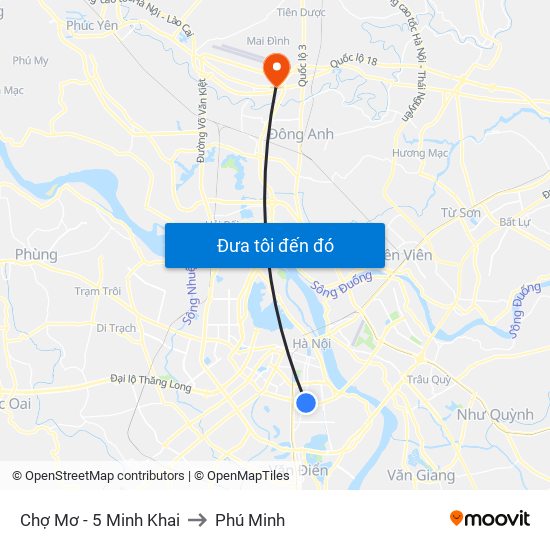 Chợ Mơ - 5 Minh Khai to Phú Minh map