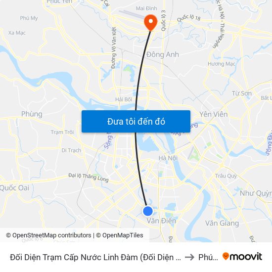 Đối Diện Trạm Cấp Nước Linh Đàm (Đối Diện Chung Cư Hh1c) - Nguyễn Hữu Thọ to Phú Minh map
