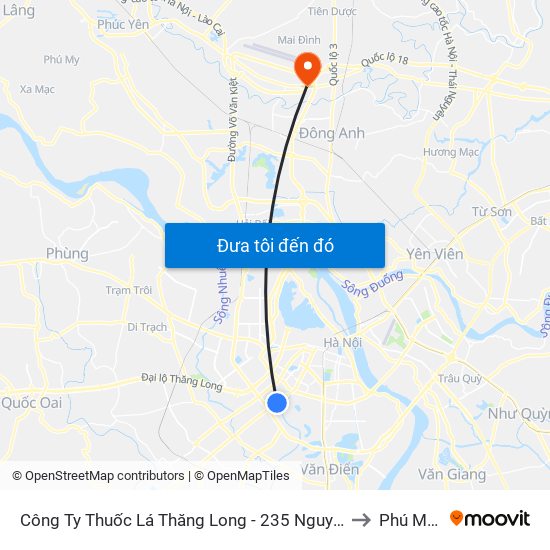 Công Ty Thuốc Lá Thăng Long - 235 Nguyễn Trãi to Phú Minh map