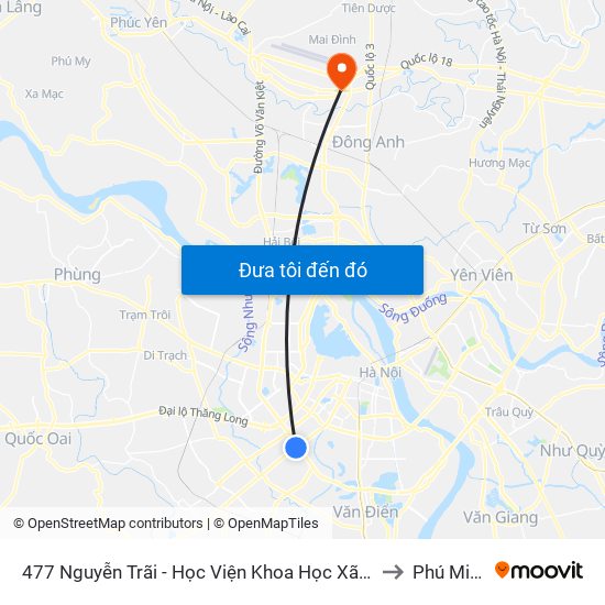 477 Nguyễn Trãi - Học Viện Khoa Học Xã Hội to Phú Minh map