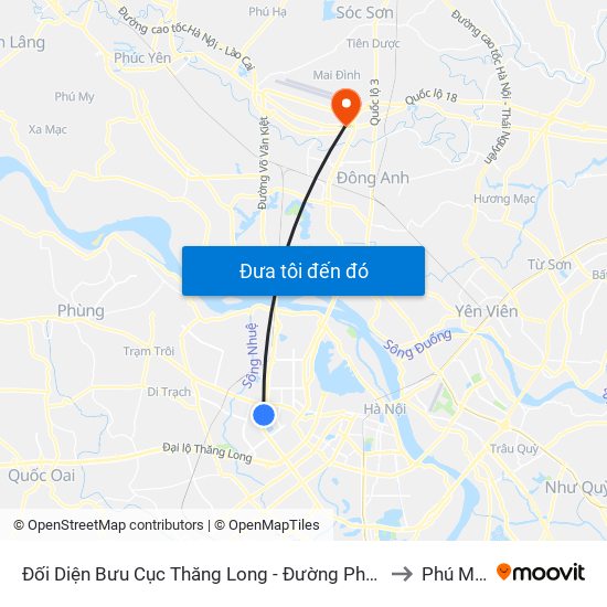 Đối Diện Bưu Cục Thăng Long - Đường Phạm Hùng to Phú Minh map