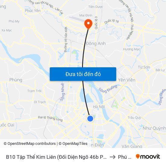 B10 Tập Thể Kim Liên (Đối Diện Ngõ 46b Phạm Ngọc Thạch) to Phú Minh map