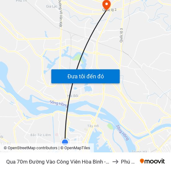 Qua 70m Đường Vào Công Viên Hòa Bình - Phạm Văn Đồng to Phú Minh map