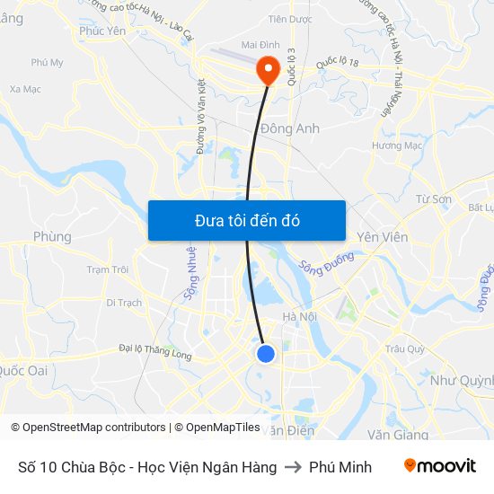 Công Ty In Thương Mại & Dịch Vụ Ngân Hàng - Số 10 Chùa Bộc to Phú Minh map