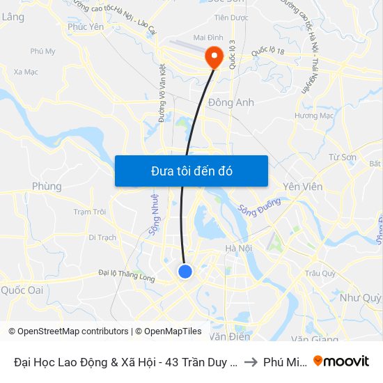 Đại Học Lao Động & Xã Hội - 43 Trần Duy Hưng to Phú Minh map
