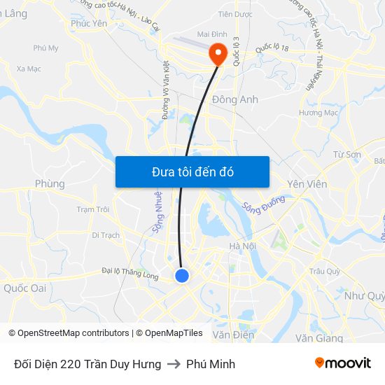 Đối Diện 220 Trần Duy Hưng to Phú Minh map