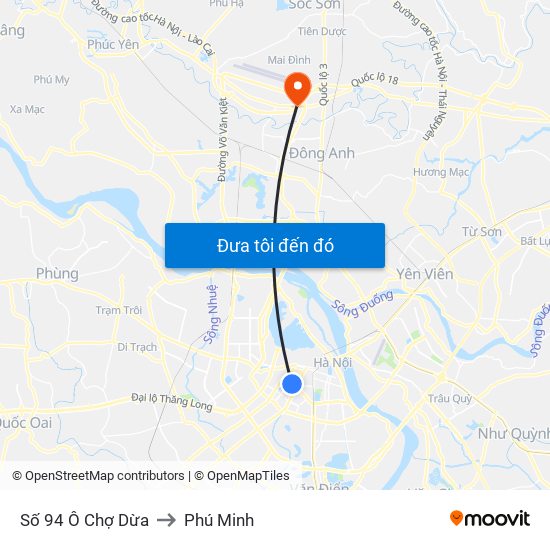 Số 94 Ô Chợ Dừa to Phú Minh map