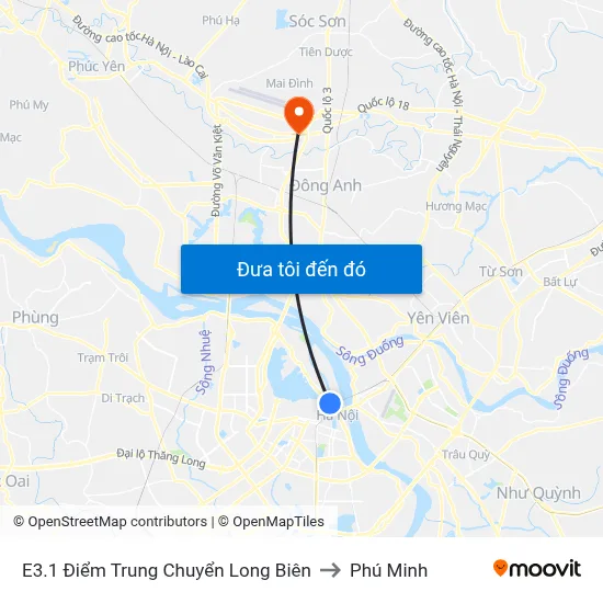 E3.1 Điểm Trung Chuyển Long Biên to Phú Minh map