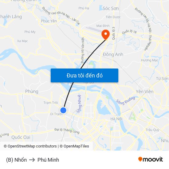 (B) Nhổn to Phú Minh map