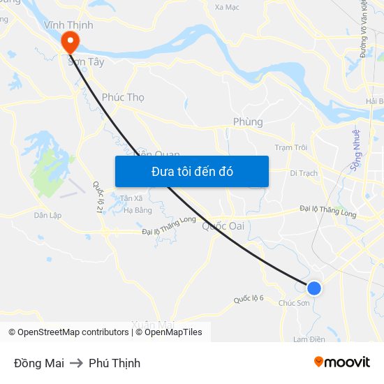 Đồng Mai to Phú Thịnh map