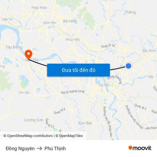 Đồng Nguyên to Phú Thịnh map