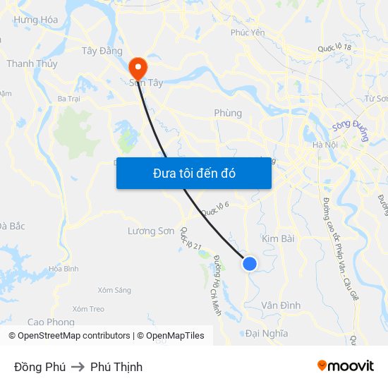 Đồng Phú to Phú Thịnh map