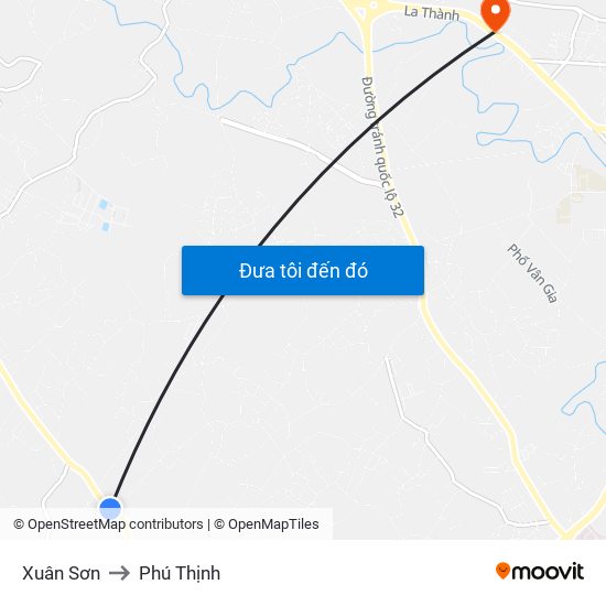 Xuân Sơn to Phú Thịnh map