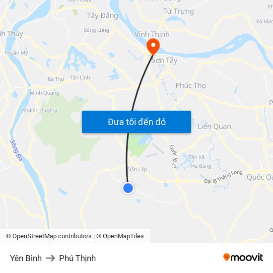 Yên Bình to Phú Thịnh map