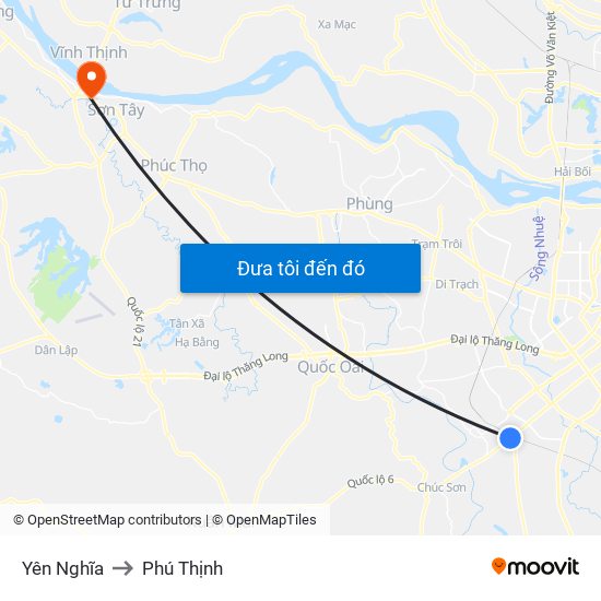 Yên Nghĩa to Phú Thịnh map