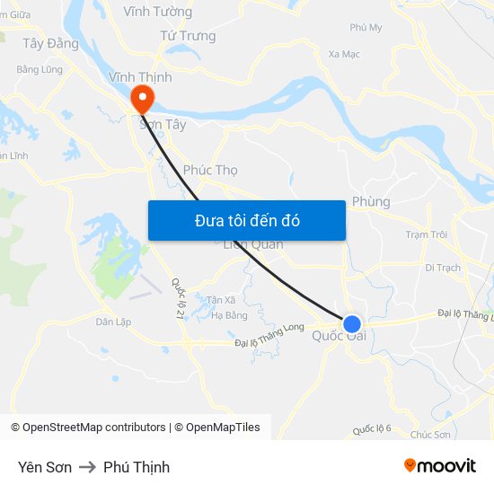 Yên Sơn to Phú Thịnh map