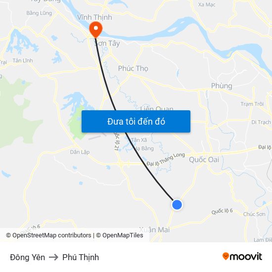 Đông Yên to Phú Thịnh map