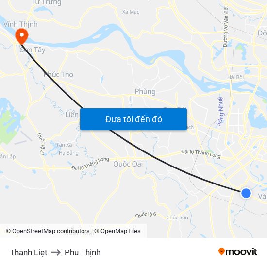 Thanh Liệt to Phú Thịnh map