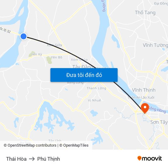 Thái Hòa to Phú Thịnh map