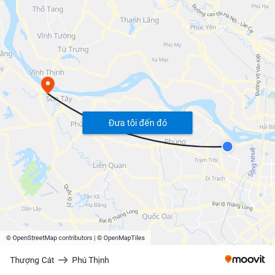 Thượng Cát to Phú Thịnh map
