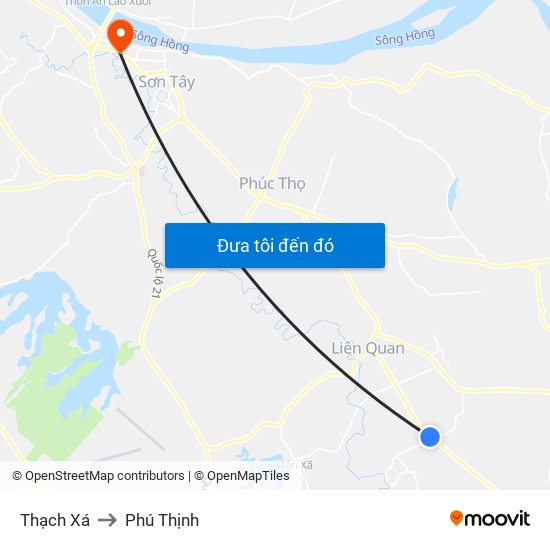 Thạch Xá to Phú Thịnh map