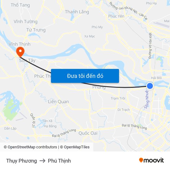 Thụy Phương to Phú Thịnh map