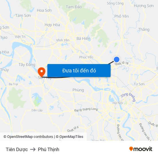 Tiên Dược to Phú Thịnh map