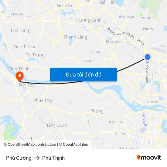 Phú Cường to Phú Thịnh map