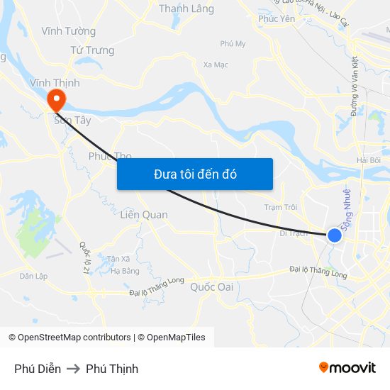 Phú Diễn to Phú Thịnh map