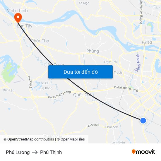 Phú Lương to Phú Thịnh map