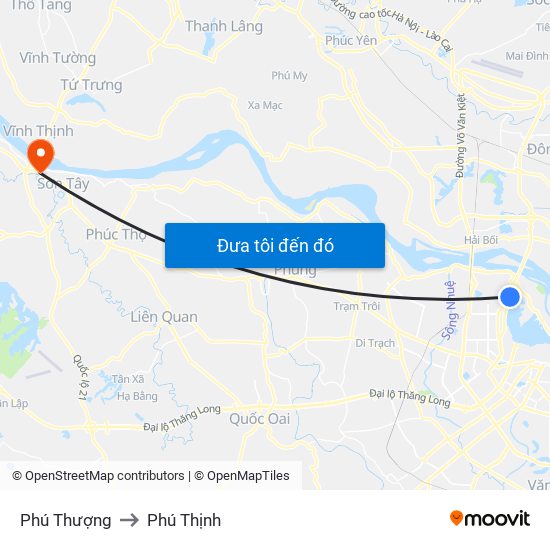 Phú Thượng to Phú Thịnh map