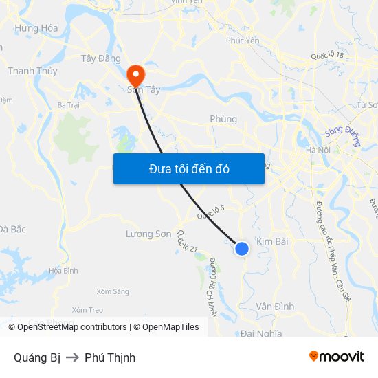 Quảng Bị to Phú Thịnh map