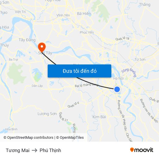 Tương Mai to Phú Thịnh map