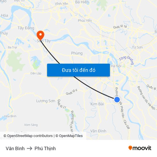 Văn Bình to Phú Thịnh map