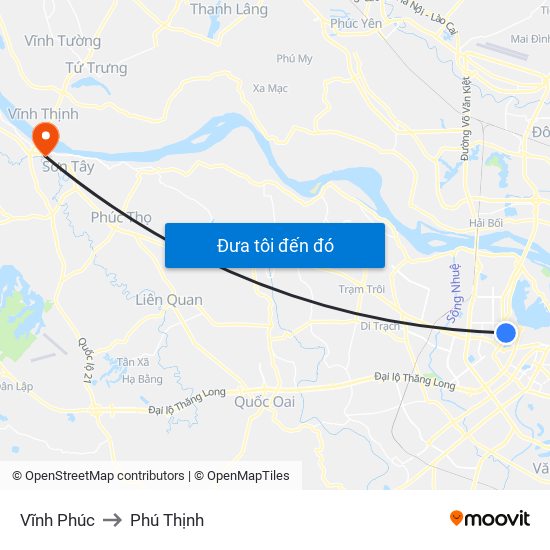 Vĩnh Phúc to Phú Thịnh map