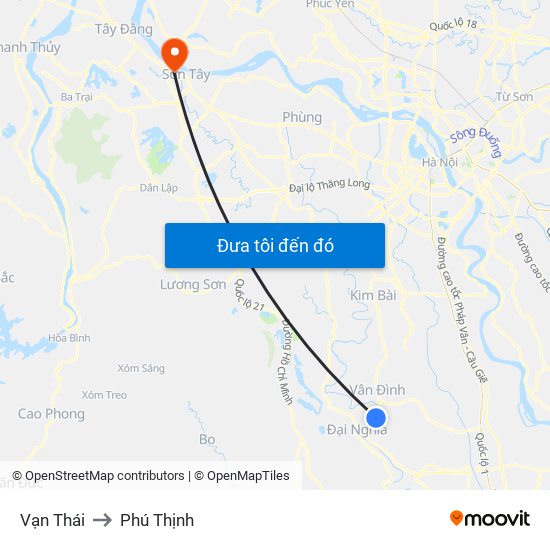 Vạn Thái to Phú Thịnh map